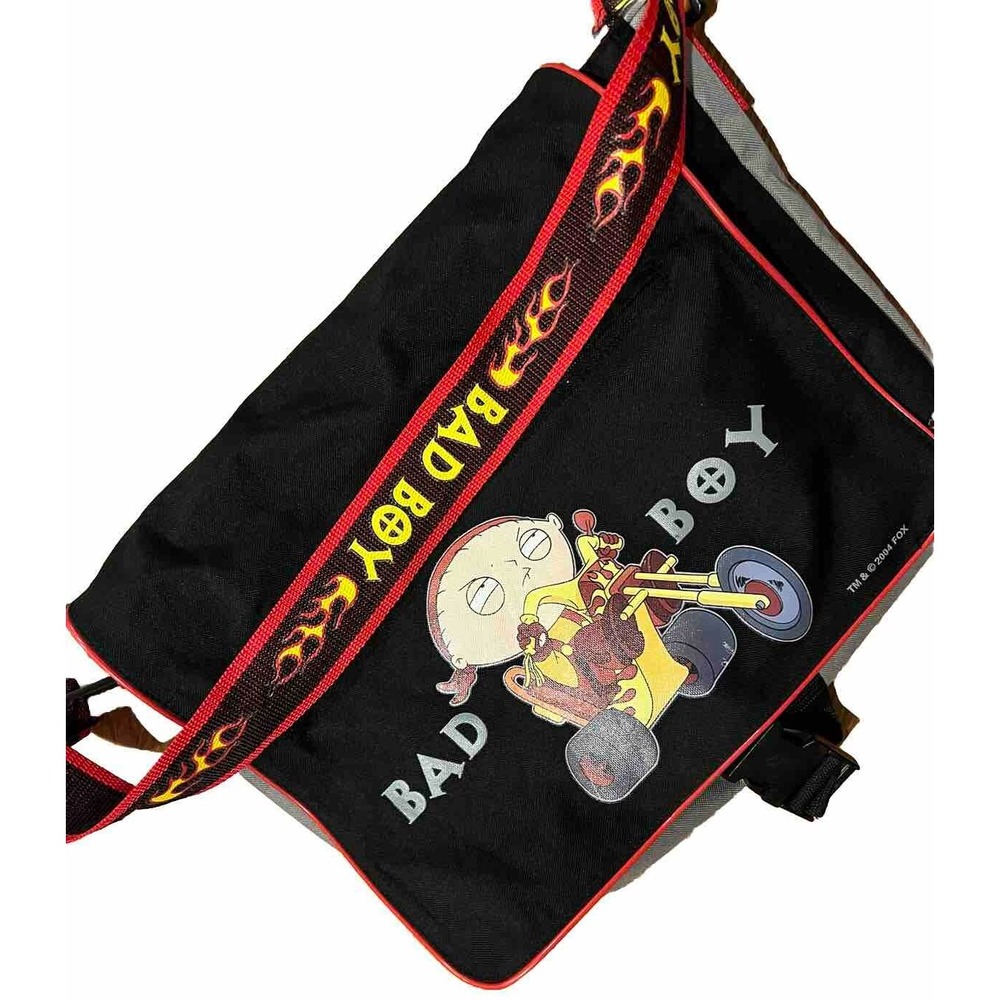 Vintage 2004 Family Guy Stewie Messenger Bag Bad Boy Y2K JNCO Flames Rare